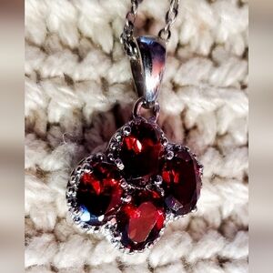 Elegant Silver and Red Pendant Necklace